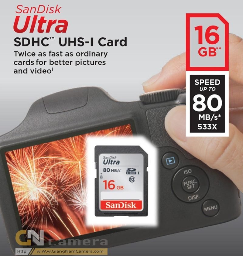 16GB - Thẻ nhớ SDHC SANDISK ULTRA 80MB/S - Chính Hãng
